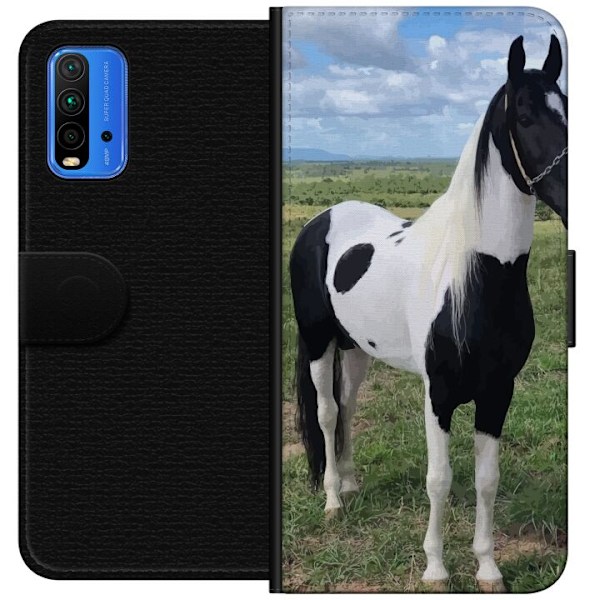 Xiaomi Redmi Note 9 4G Plånboksfodral Hästmagi – stiliserad häst i lugn färgskala