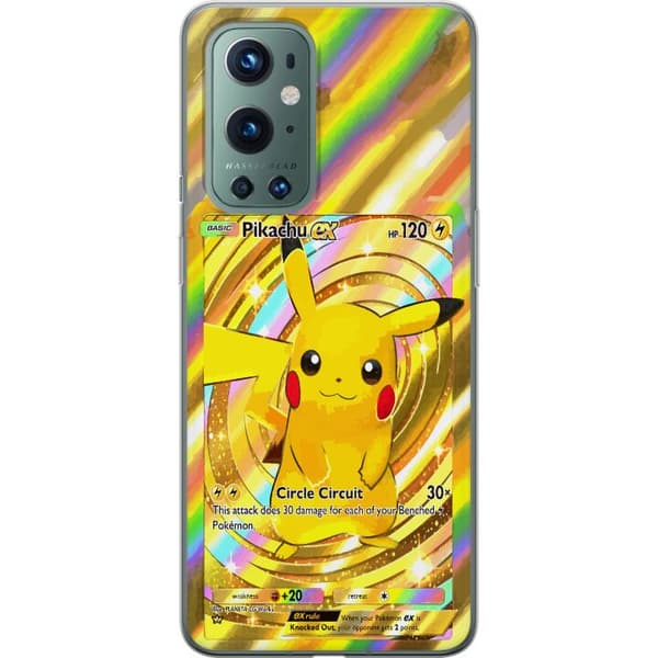 Kompatibelt Mobildeksel til OnePlus 9 Pro Gullig Pikachu EX samlebilde med regnbueeffekter gull