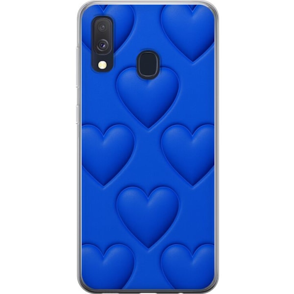 Samsung Galaxy A40 Genomskinligt Skal Blue Hearts