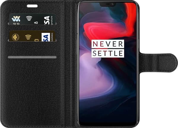 Kompatibel Tegnebogsetui til OnePlus 6 Stregkode - Sort motiv i begrænset oplag - Stregkode. sort