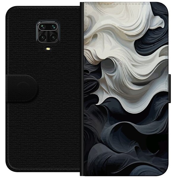 Xiaomi Redmi Note 9S Tegnebogsetui Silke Sort/Hvid