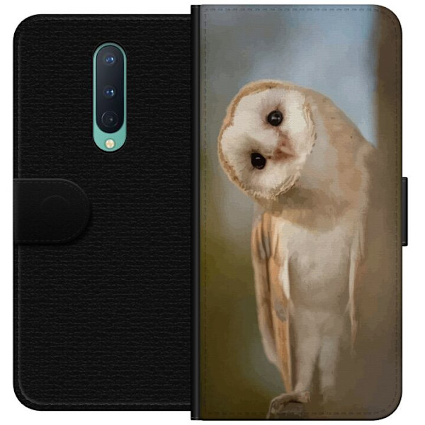 OnePlus 8 Plånboksfodral Uggla Nyfiken Blick Fågelmotiv Skog Natur Grafiskt Design Populärt Motiv Djur Tema Dekoration