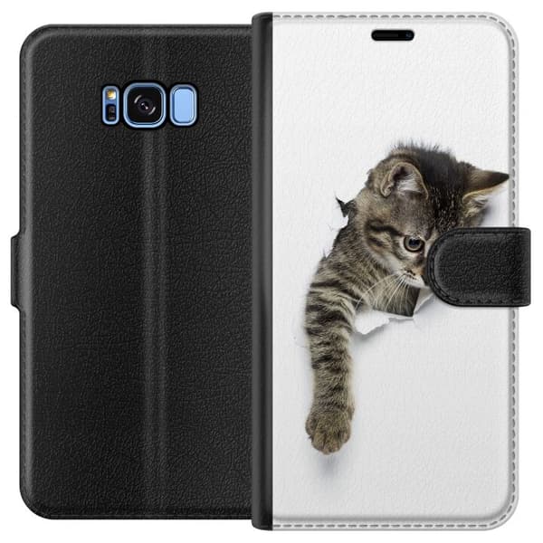 Kompatibelt Plånboksfodral till Samsung Galaxy S8 Curious Kitten