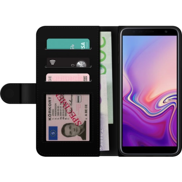 Samsung Galaxy J4+ Lompakkokotelo Kukkakuvioinen Musta