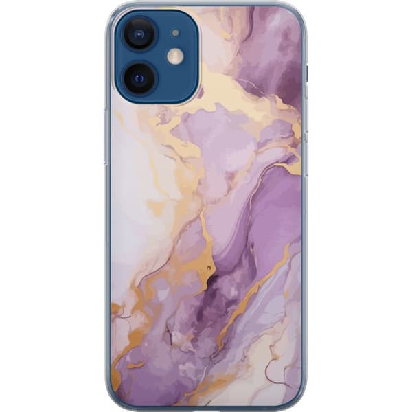 Kompatibelt Mobilskal till Apple iPhone 12 Marmor Lila Guld