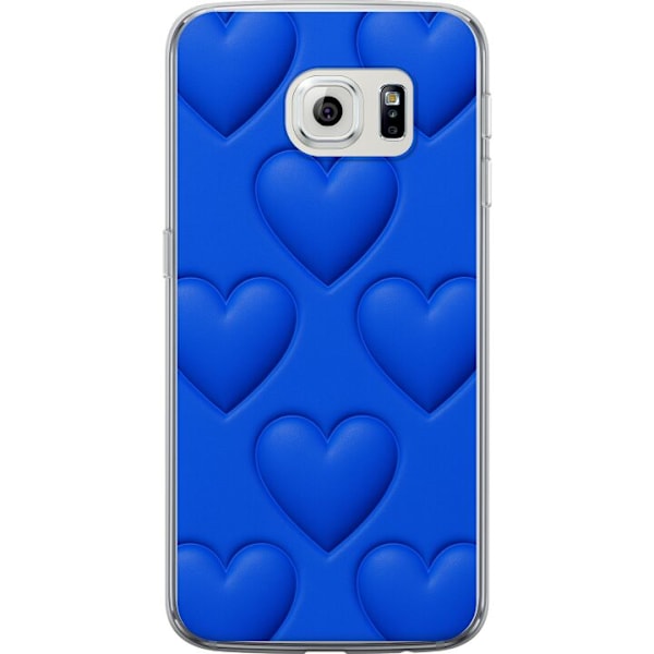 Samsung Galaxy S6 edge Gennemsigtig cover Blå Hjerter
