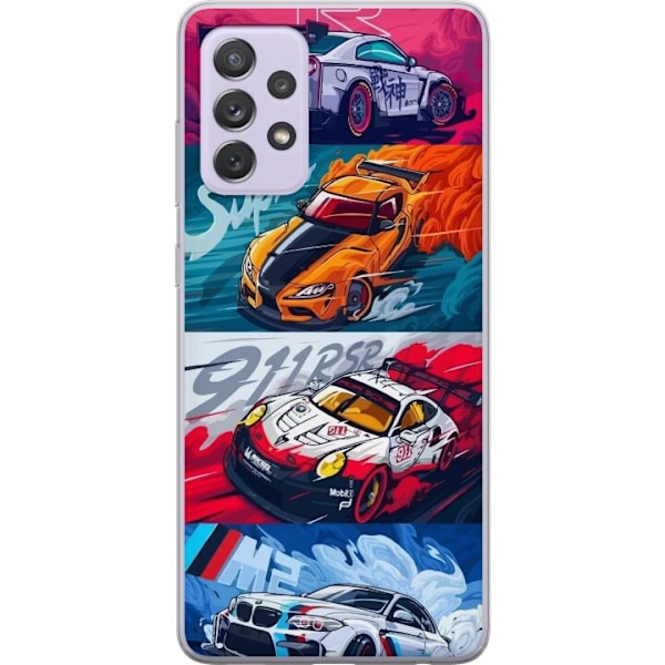 Samsung Galaxy A52s 5G Läpinäkyvä kuori Nopeat Autot - Piirretty Kuvio Toiminnalla