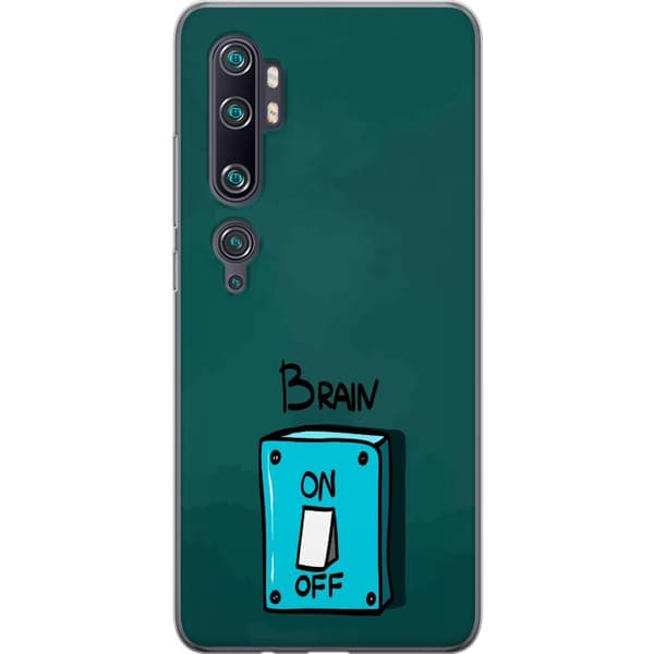 Kompatibelt Mobilskal till Xiaomi Mi Note 10 Pro Brain On Off turkos