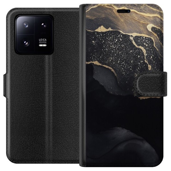Xiaomi 13 Pro Tegnebogsetui Sort guld abstrakt