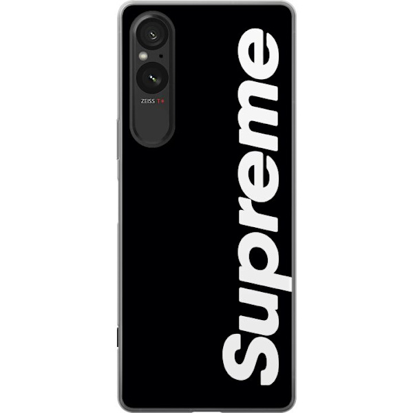 Sony Xperia 5 V Gennemsigtig cover Supreme Sort Hvid Streetwear Design Klassisk Modeikon Trend Urban Stil Grafiskt Motiv Populær