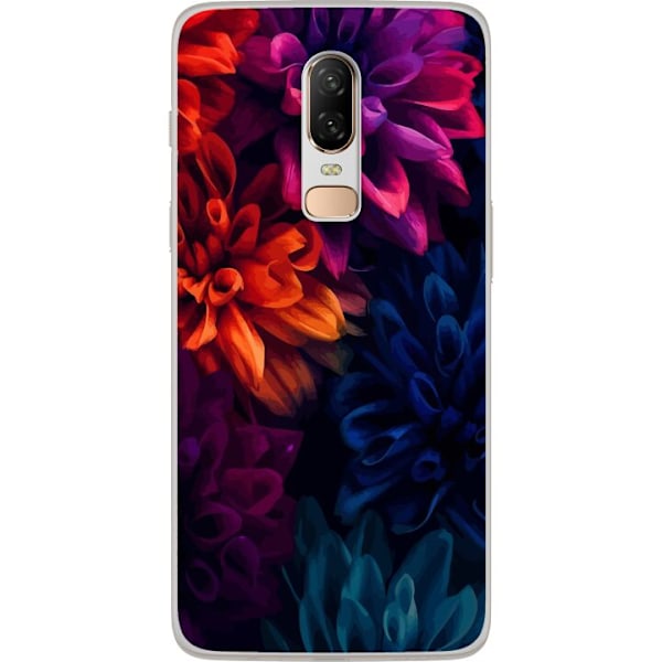 OnePlus 6 Gennemsigtig cover Farverige blomster