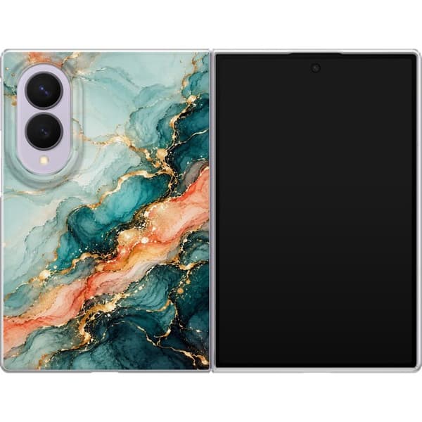 Kompatibelt Mobildeksel til Samsung Galaxy Z Fold8 Korallmarmor turkis