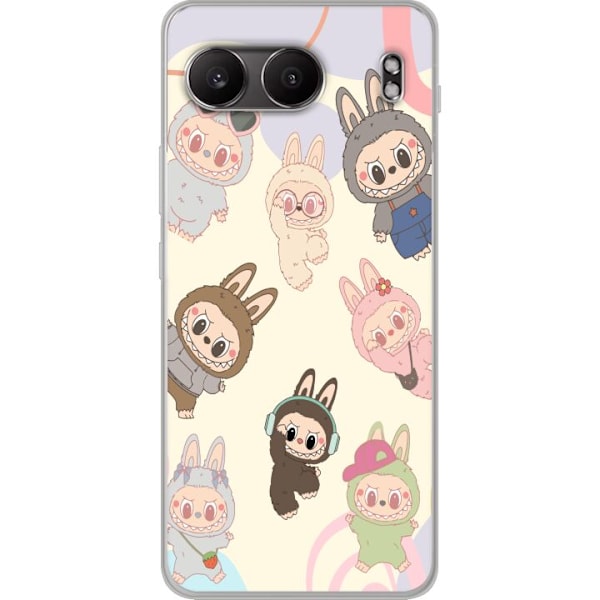 OnePlus Nord 4 Genomskinligt Skal Labubu Pop Mart Kollektion Motiv Figur Samling Design Populärt Art Toy Pop Mart Kreativ Grafiskt