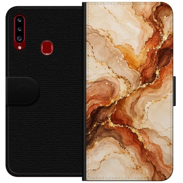 Kompatibel Tegnebogsetui til Samsung Galaxy A20s Høstagat beige
