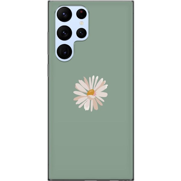 Samsung Galaxy S22 Ultra 5G Läpinäkyvä kuori Vihreä Minimalikukka - tyylikäs kukka vihreällä taustalla
