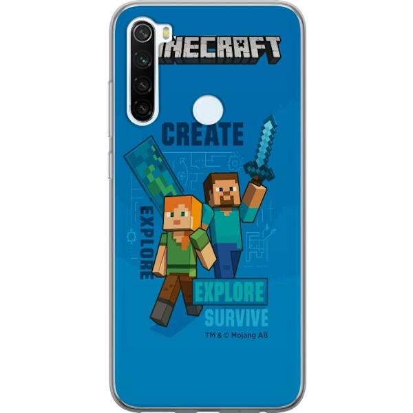 Xiaomi Redmi Note 8 Läpinäkyvä kuori Minecraft Luolastot