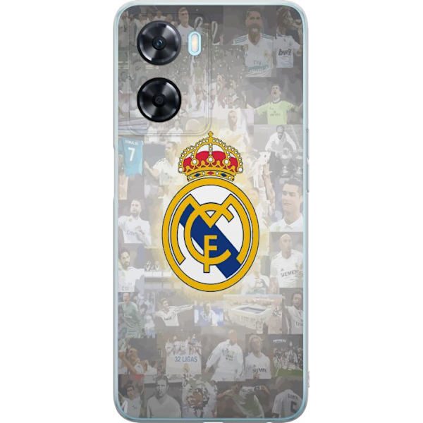 OnePlus Nord N20 SE Läpinäkyvä kuori Real Madrid -emblem Jalkapallokerho Tunnuksella Valkoinen Kulta Design Mestarien Liiga Mestari La Liga Fanit I