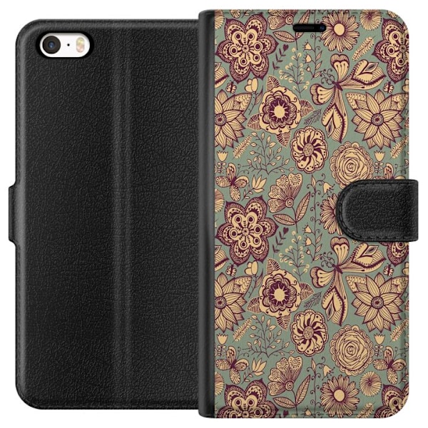 Apple iPhone 5 Tegnebogsetui Vintage Blomster