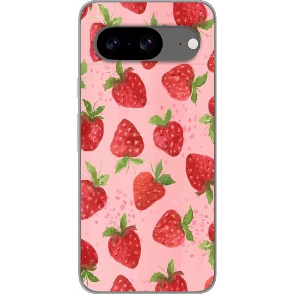 Google Pixel 8 Genomskinligt Skal Strawberry Dreams – jordgubbsmönster i retrostil