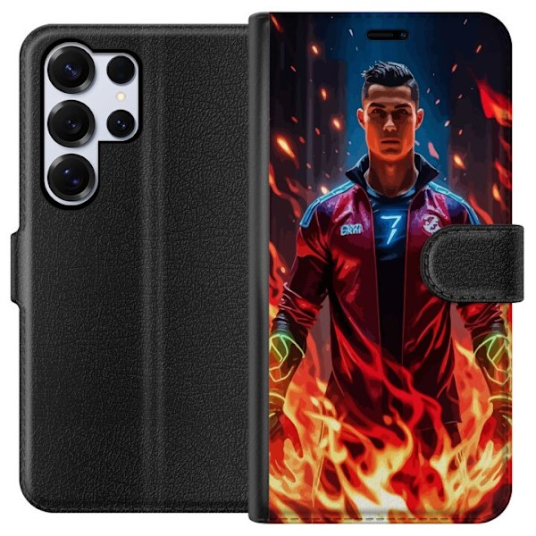 Samsung Galaxy S25 Ultra Tegnebogsetui Ronaldo Inferno - fodboldhelt i flammer