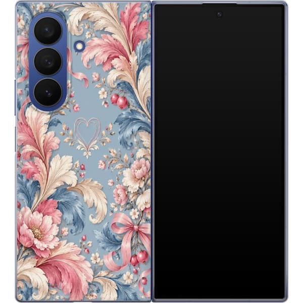 Kompatibelt Mobildeksel til Samsung Galaxy Z Fold7 Blomsterornament blå