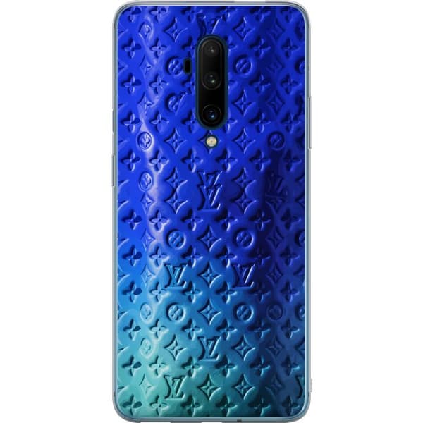 Kompatibelt Mobildeksel til OnePlus 7T Pro Blått luksuriøst monogrammønster med elegant preget tekstur blå