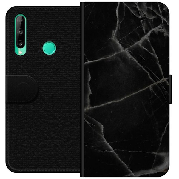 Huawei P40 lite E Tegnebogsetui Sort marmor