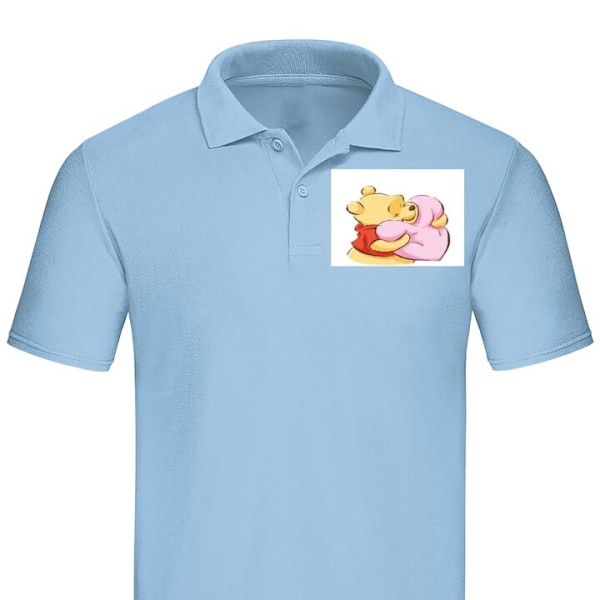 Poloshirt til Voksen | Elegant Poloshirt Nalle Puh Knus Lyseblå X-Large