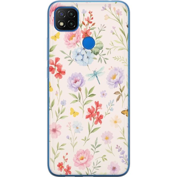 Xiaomi Redmi 9C NFC Genomskinligt Skal Blommor