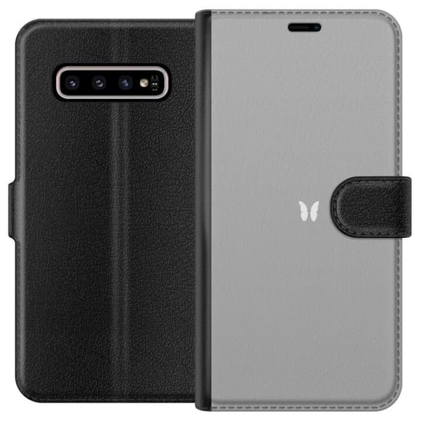 Kompatibelt Lommeboketui til Samsung Galaxy S10+ Grå Sommerfugl