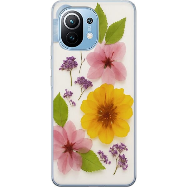 Xiaomi Mi 11 Gjennomsiktig deksel Pressede blomster
