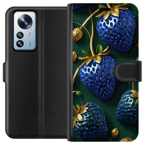 Kompatibel Tegnebogsetui til Xiaomi 12 Pro Blå Jordbær