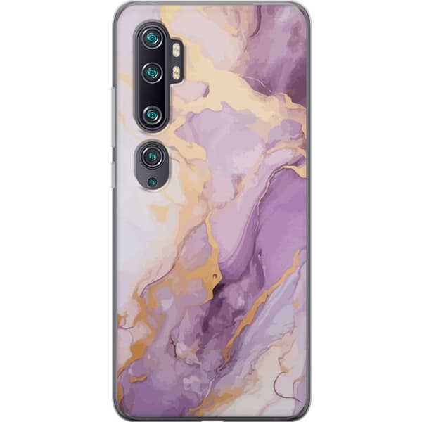Kompatibelt Mobildeksel til Xiaomi Mi Note 10 Marmor Lilla Gull