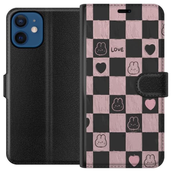 Kompatibelt Plånboksfodral till Apple iPhone 12 Svart och rosa