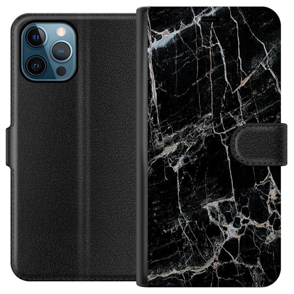 Apple iPhone 12 Pro Max Tegnebogsetui Sort marmor