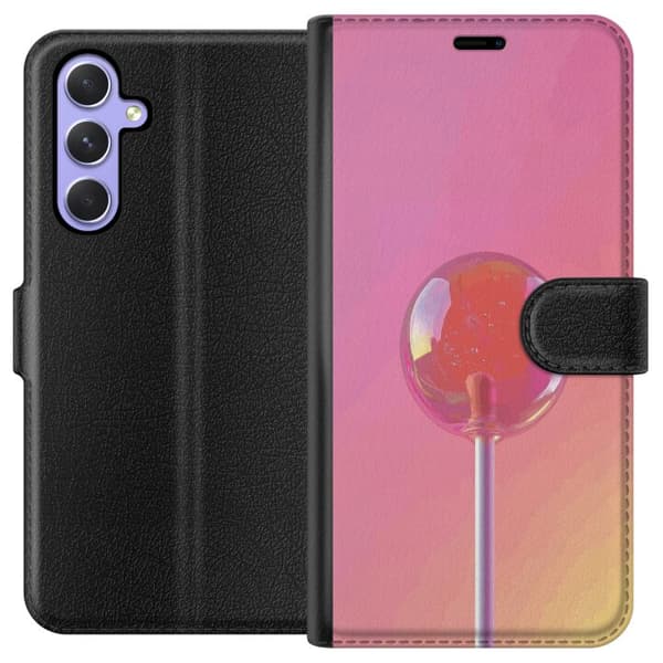 Kompatibel Tegnebogsetui til Samsung Galaxy A54 Blank lyserød pinde mod blød pastelbaggrund pink