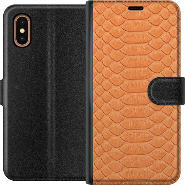 Kompatibel Tegnebogsetui til Apple iPhone XS Max Orange krybdyrskæl orange