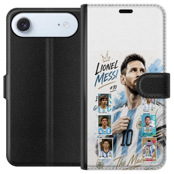 Kompatibel Tegnebogsetui til Apple iPhone Air Lionel Messi med argentinske farver og klassiske samleobjektkort i collage blå