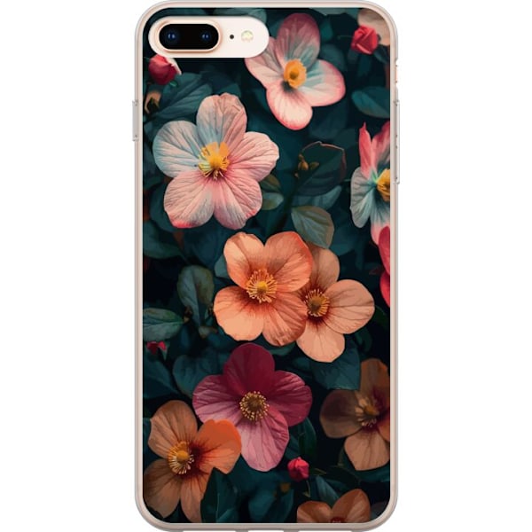 Apple iPhone 8 Plus Genomskinligt Skal Blommor