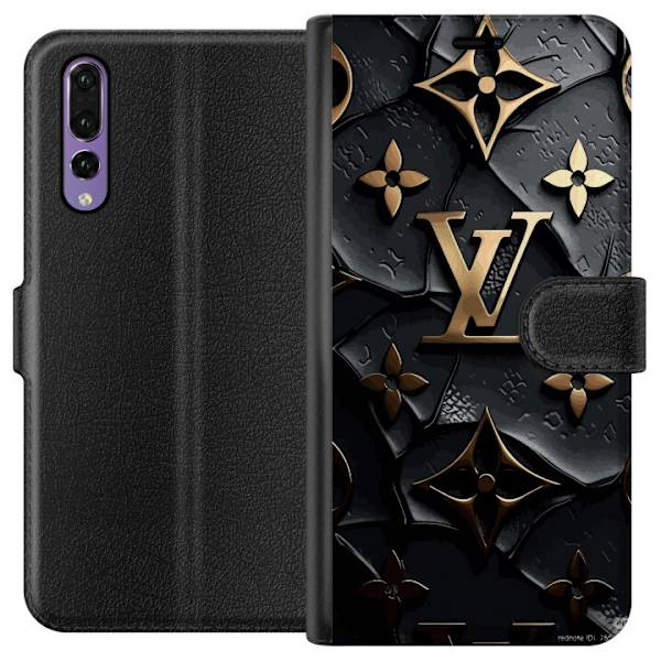 Huawei P20 Pro Plånboksfodral Louis Vuitton Dark Mode Design Svart Lyx Stil Fashion Populärt Grafiskt Mönster Modeikon Lyxmärke