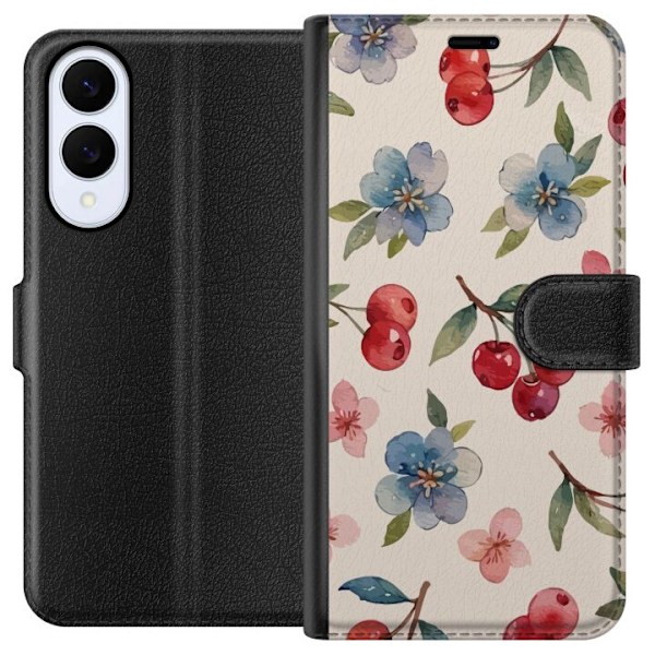 Samsung Galaxy S25 Edge Tegnebogsetui Bær & Blomster - mønst