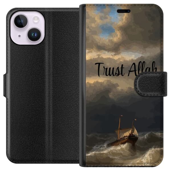 Kompatibel Tegnebogsetui til Apple iPhone 14 Trust Allah över stormigt hav brun