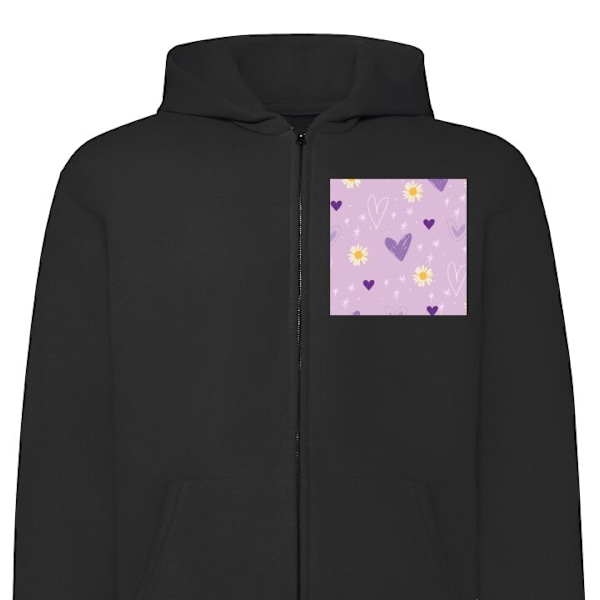 Zip-Hoodie | Huvtröja med Dragkedja för Vuxna Blommor svart M