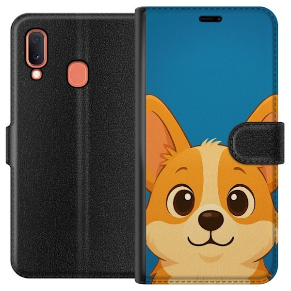 Samsung Galaxy A20e Tegnebogsetui Hello Corgi