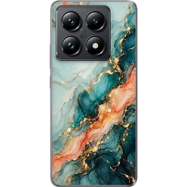 Kompatibelt Mobildeksel til Xiaomi 14T Pro Korallmarmor turkis
