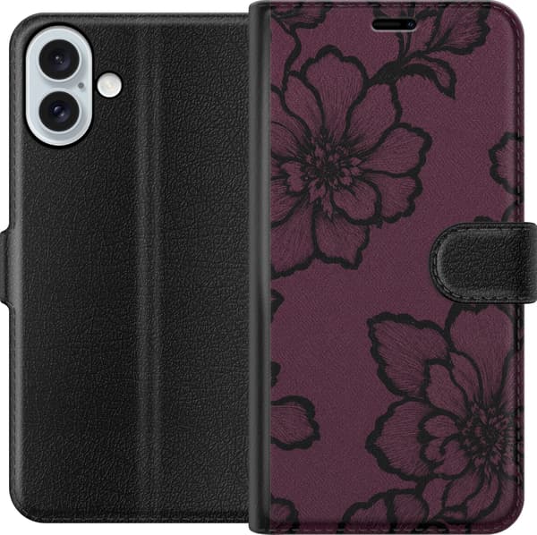 Kompatibelt Plånboksfodral till Apple iPhone 16 Plus Blackberry Bloom lila