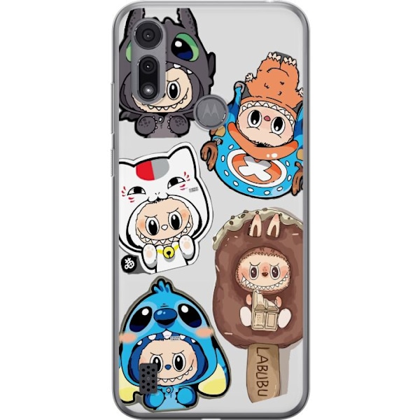 Motorola Moto E6i Läpinäkyvä kuori Labubu hahmokokoelma - Pop Mart Labubu The Monsters väriluulisessa muotoilussa