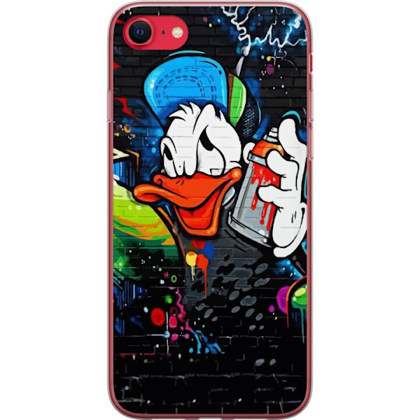 Apple iPhone SE (2022) Gennemsigtig cover Kalle Anka Graffiti Disney Design Sjovt Børnemotiv Farve Grafisk Populær Serie Ikonisk Disneyfigur