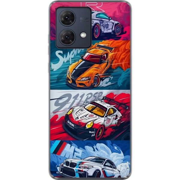 Motorola Moto G84 Gennemsigtig cover Hurtige Biler - Tegnet M