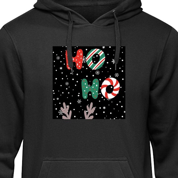 Hoodie för Vuxen | Bekväm Huvtröja HO HO HO svart S